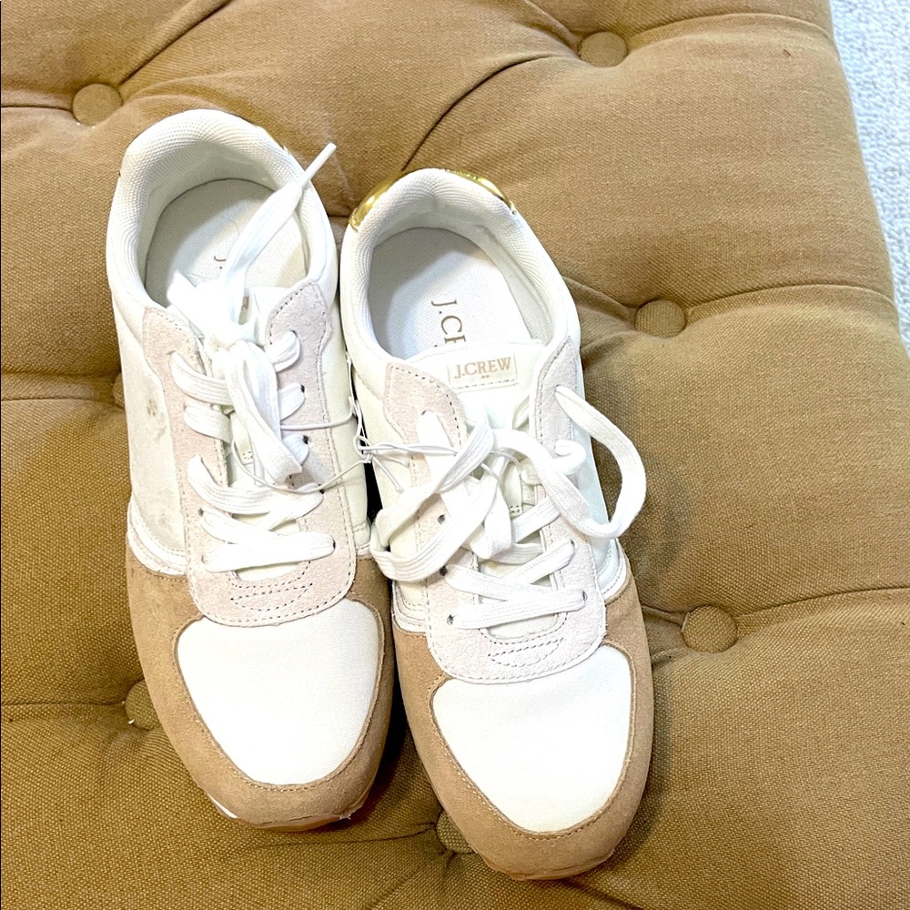 J. Crew Women's Cream and Tan Sneakers